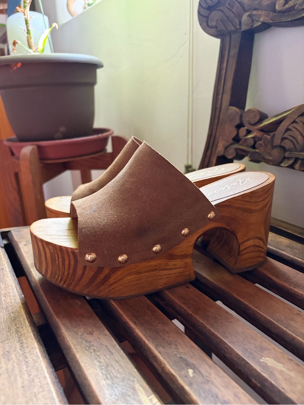 Matisse Knox Brown Wood Platform Mule